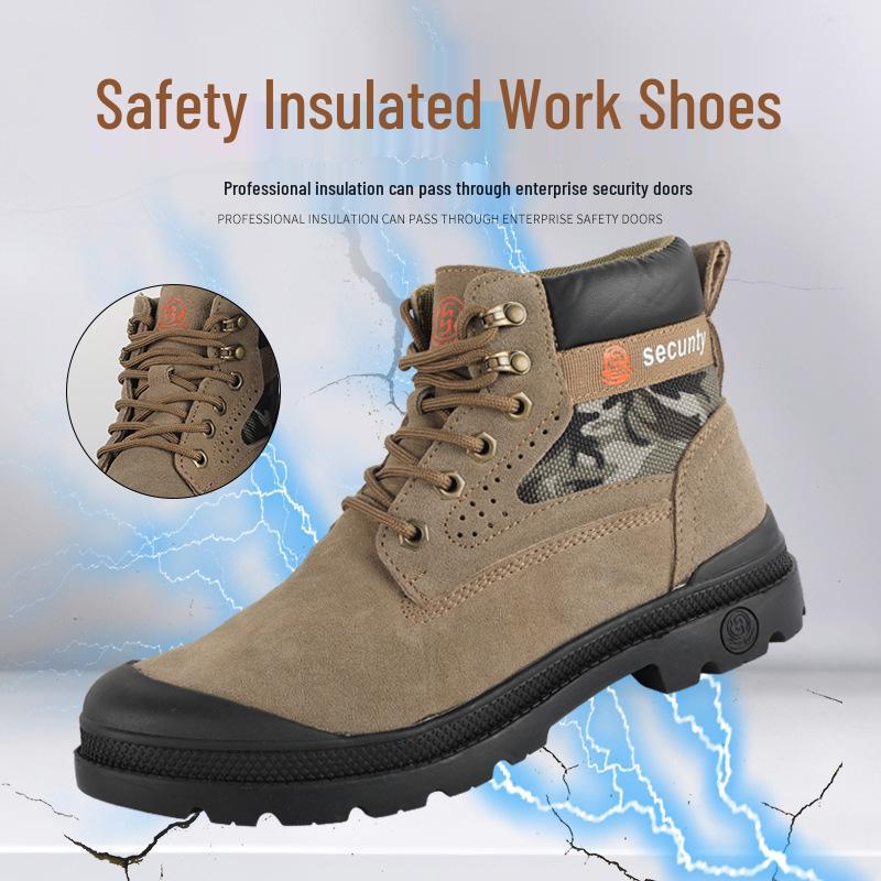 

Men s Lightweight Comfortable Steel Toe Safety Shoes - Anti-Smash, Anti-Puncture, Wear-Resistant Work Footwear Khaki;44