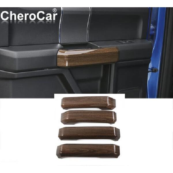 Wood Grain Interior Door Handle Trim Cover ABS for Ford F150 F-150 2015-,4X