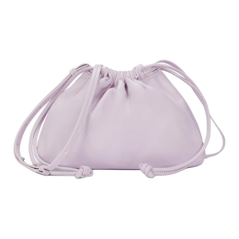 Calvin Klein Small and cute drawstring drawstring letter embossed artificial leather crossbody shoulder bag women s orchid gray серый