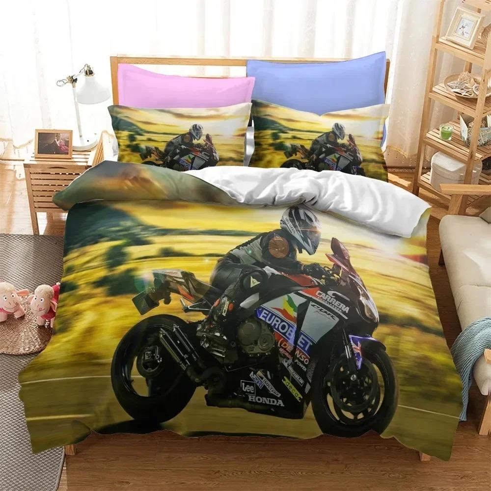 Cool Motorcycle 3D Duvet Cover Bedding Set Comforter Linen Pillowcases Quilt Cover Home Decor Single Double Twin King Queen