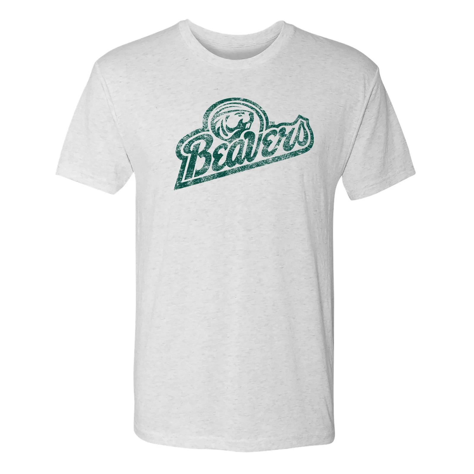 Bemidji State Beavers Script Logo Triblend T Shirt - Heather White L