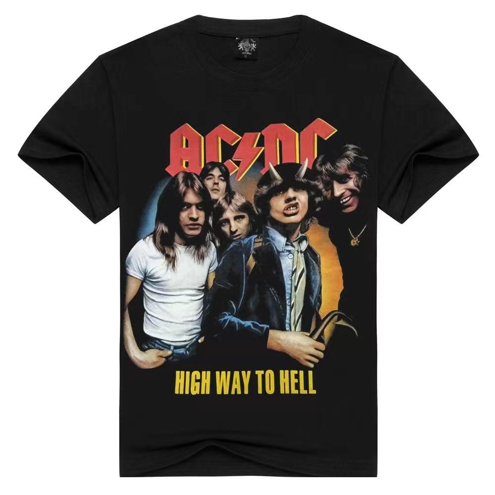 Rock Band ACDC Short Sleeved T-shirt Simple Loose Summer Casual Versatile Round Neck Men's T-shirt