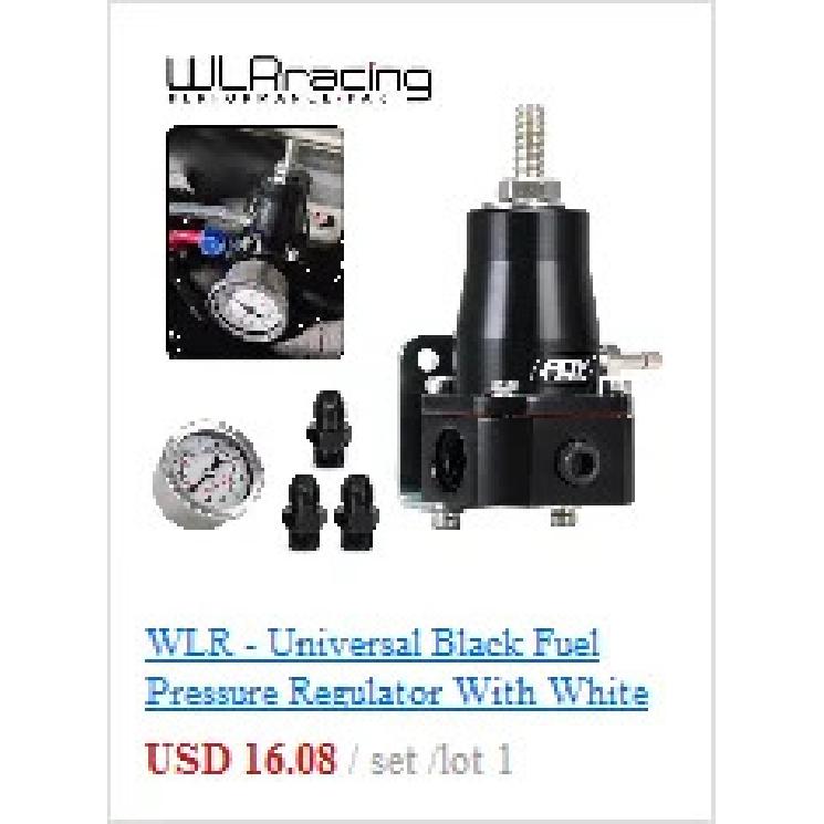 WLR - Universal Black Fuel Pressure Regulator With White Oil Gauge 3 Pieces AN6 Fittings 30-70 PSI WLR7845