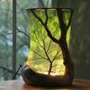 Forest Theme Night Light Handmade Resin Warm Light Rustic Nature-Inspired Ambient Bedside Lamp for Bedroom Living Room Decor