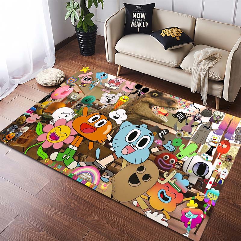 Die erstaunliche Welt von Gumball Zeichentrick Gumball & Darwin Druck Rutschfester Weicher Teppich Kinderzimmer Wohnzimmer Dekoration Bodentürvorleger