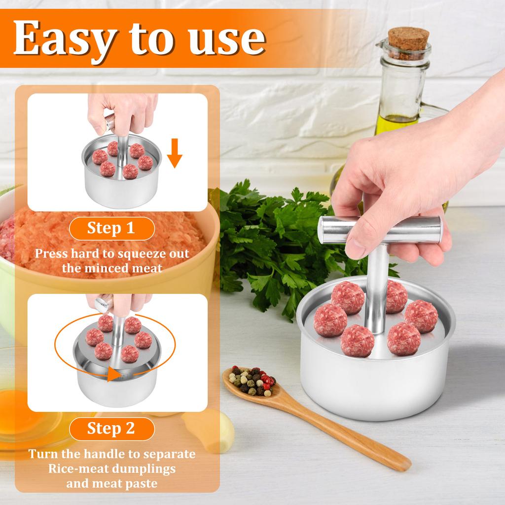 4Pcs Press Meatball Maker Stainless Steel Meatball Maker 6/12 Hole Manual Meat Balls Making Tool for Cooking Kitchen Accessories