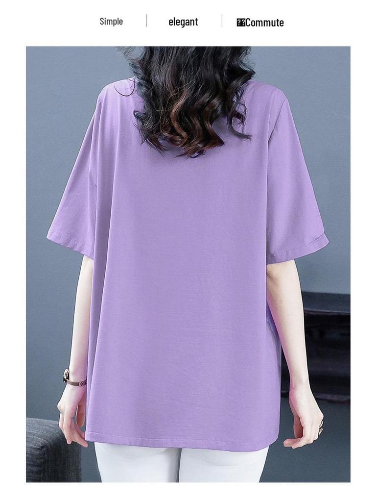 Wysokiej jakości podstawowa damska koszulka polo w dużym rozmiarze o luźnym kroju - bawełniana koszulka z krótkim rękawem na lato