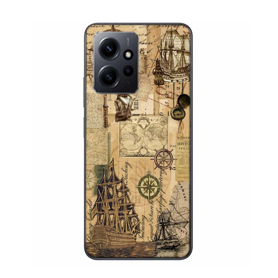 Compass Map Voyage Phone Case For Redmi 12 13C 12C 15C 9 10 10C Note 13 Pro Plus 14 15 Pro 9T 9C 9A TPU Soft Cover Clear Cell Ca