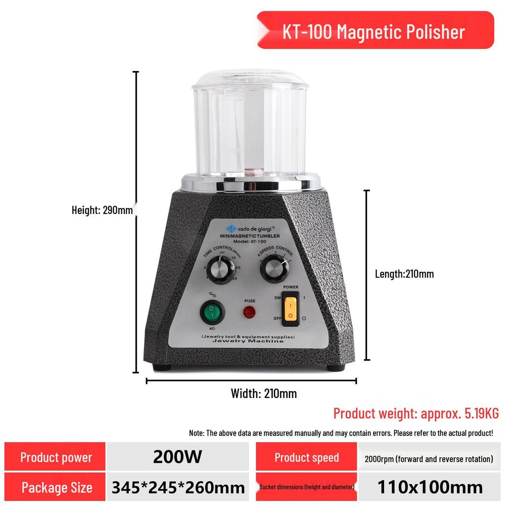 KT185 Magnetic Jewelry Polisher: Automatic Grinding and Deburring Machine