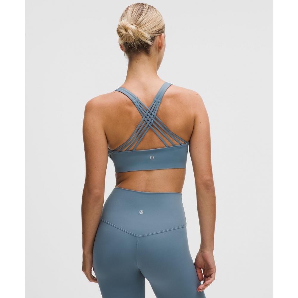 Lululemon Flexyflex Strappy Yoga Bra  Light Support  D DDD Cups Steel Blue