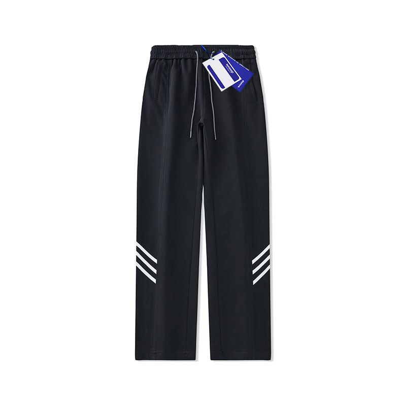 

Wassup Heavyweight Casual Pants for Men and Women, New Summer Trendy Brand Loose Versatile Straight-Leg Sweatpants with Sports Stripes Black 3 XL