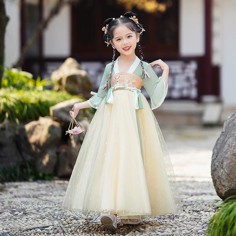 Kız Hanfu antik kostüm çocuk Çin tarzı küçük kız elbisesi Tang elbise prenses etek ulusal kostüm çocuk
