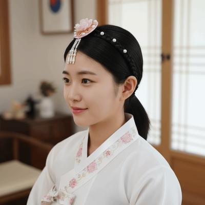 Bandeau Hanbok à pampilles Cerceau de danse de scène nacré Bandeau de tête coréen classique Fille