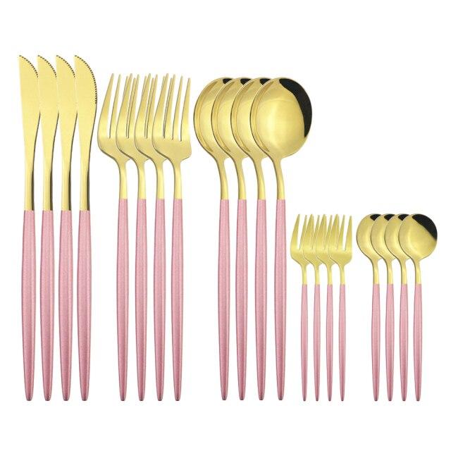 Lustro złoty zestaw sztućców noże ciasto widelce do owoców łyżeczka do kawy sztućce obiadowe zastawa stołowa zastawa stołowa ze stali nierdzewnej zestaw sztućców