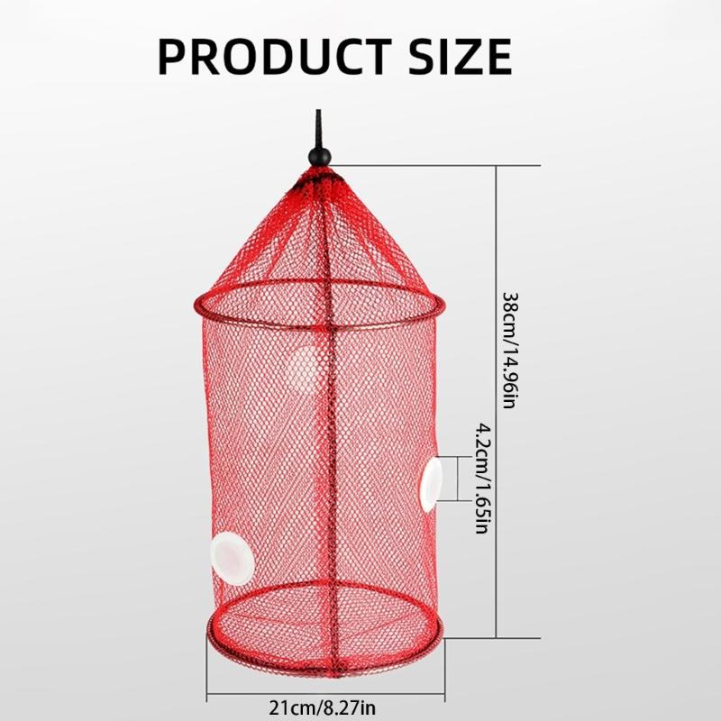Foldable Floating Fish Basket Baits Trap for Catching Minnows Shrimp with Mesh Construction Multifunction Fishing Net