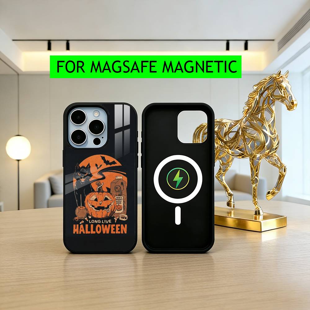 

Happy H-Halloween HH Phone Case For iPhone17,16,15,14,13,12,11 Plus,Pro Magnetic with Magsafe Wireless Charging iPhone12PROMAX