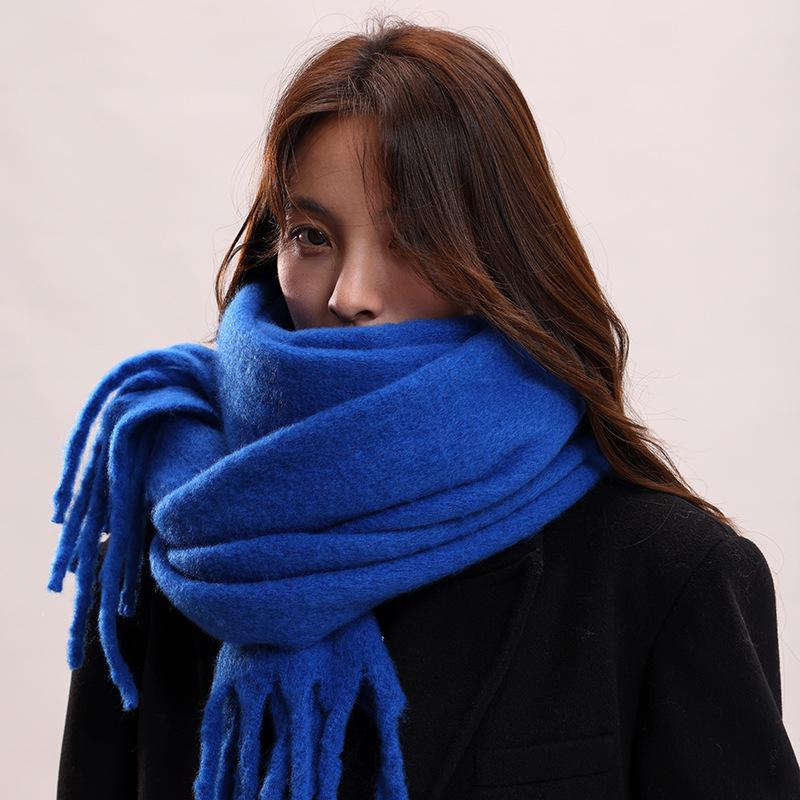 Winter Macaron Mohair Scarf & Snood: Warm, Windproof, Cold-Resistant, Fluffy, Solid Color Dual-Use Shawl.