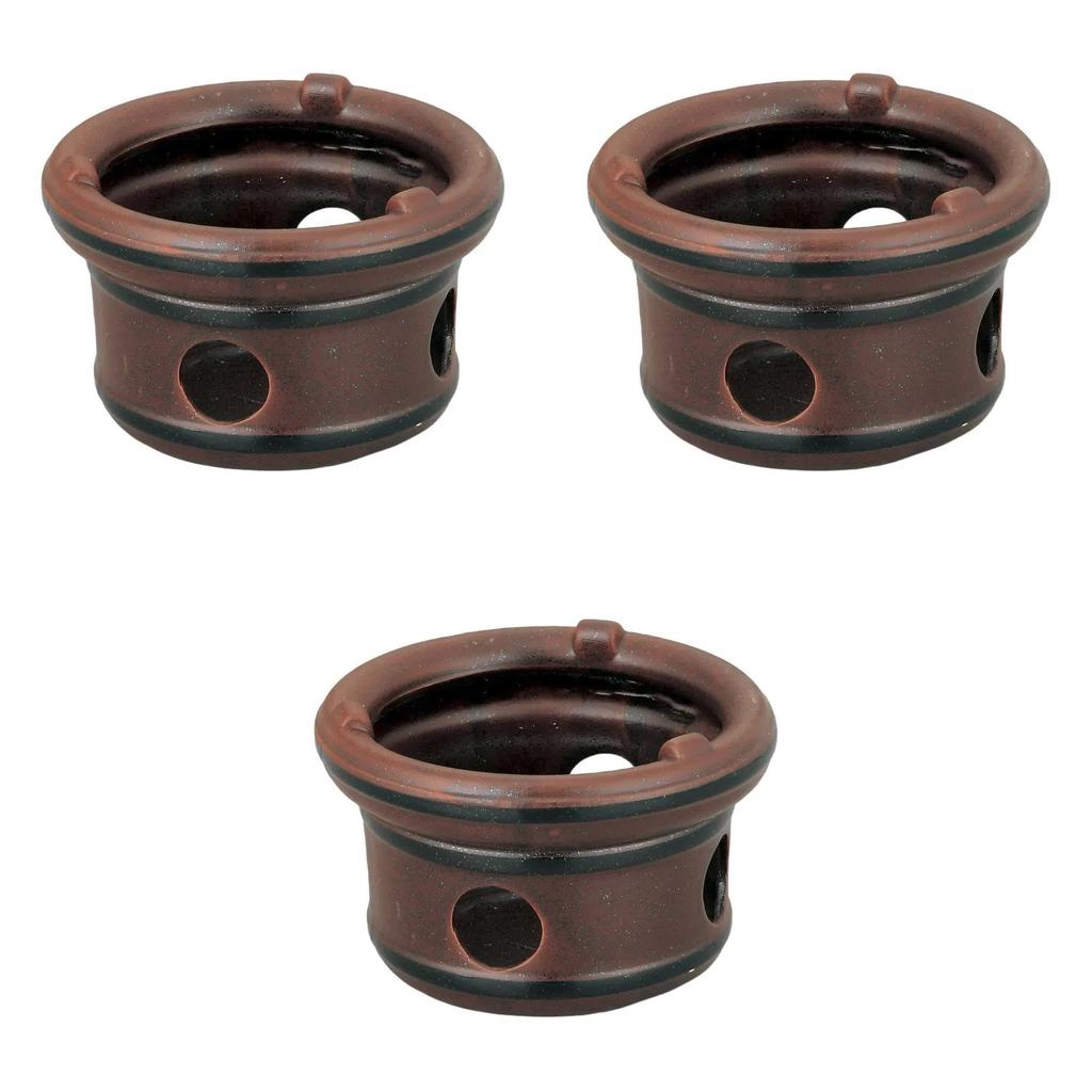 Set of 3 Round Stoves x Stove Setomonohonpo Charcoal-Style (Brown) [14.3 9cm]