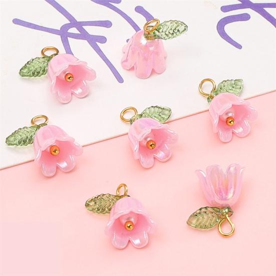 10Pçs Pingente DIY Flor do Vale de Resina com Textura de Simulação Tridimensional