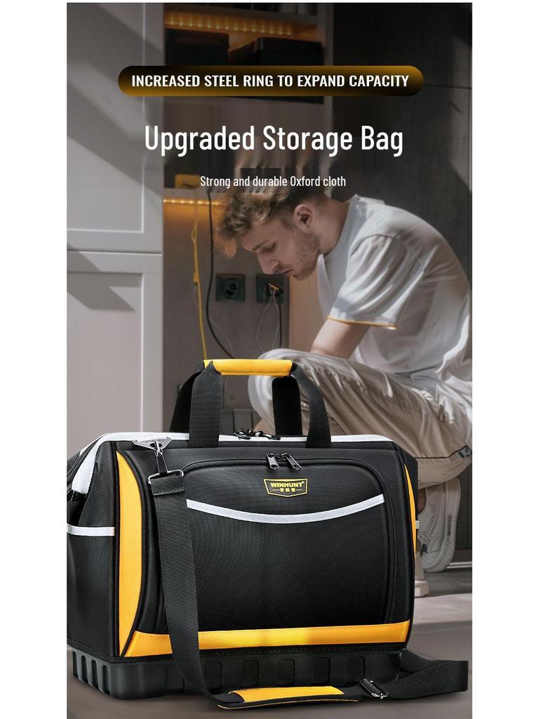 Durable Canvas Handheld Electrician's Tool Bag - Sturdy, Multifunctional for Repair & Woodworking