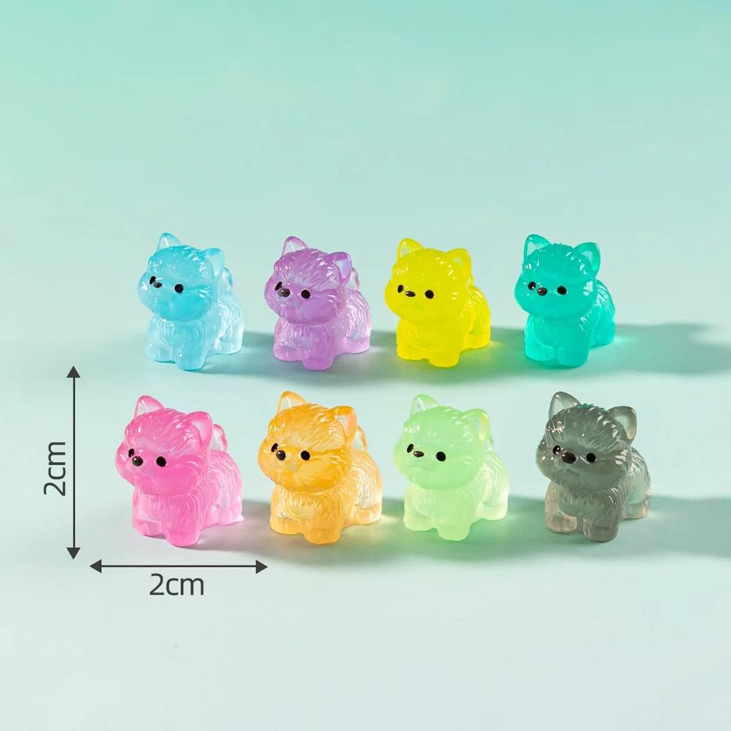 8pcs Mini Luminous Figures Puppy Miniature Decor Glow At Night Dog Dolls DIY Fairy Garden Landscape Ornament Accessories