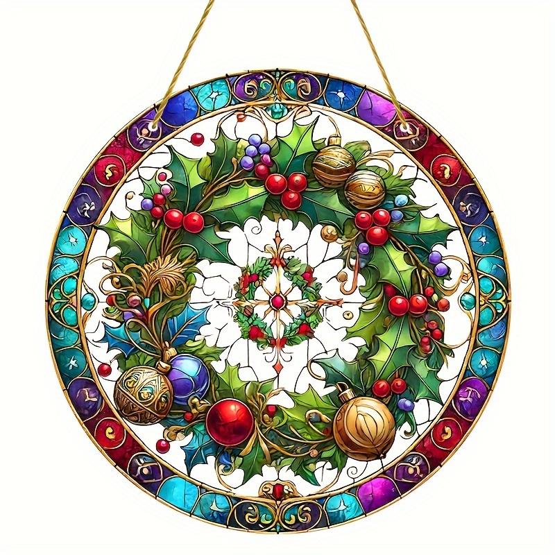 Christmas Vintage Truck Lighthouse Suncatcher Window Decor Wreath Sign Scene, Novelty Home Decor, Perfect Durable for Bedroom