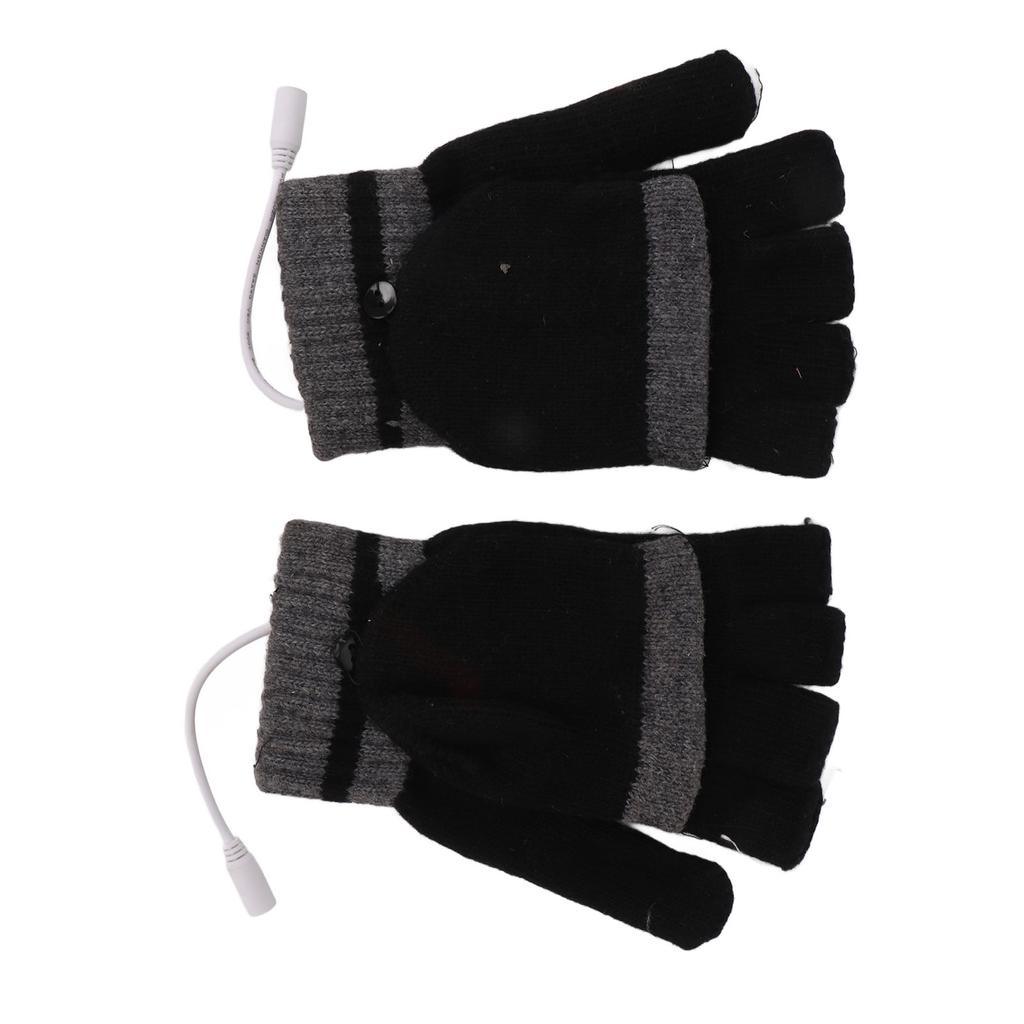 Voll- und Halbfinger-Heizhandschuhe USB Fingerlose Strick-Elektro-Laptop-Handschuhe für den Winter