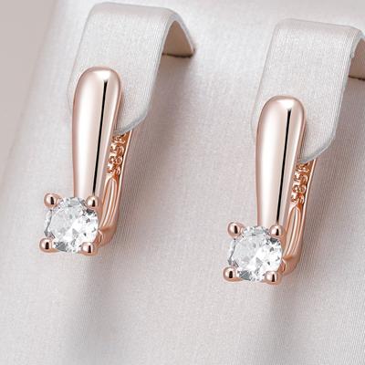 Simple Shiny Natural Zircon Bridal Wedding English Earrings Luxury Rose Gold Color Daily Party Fine Jewelry For Women