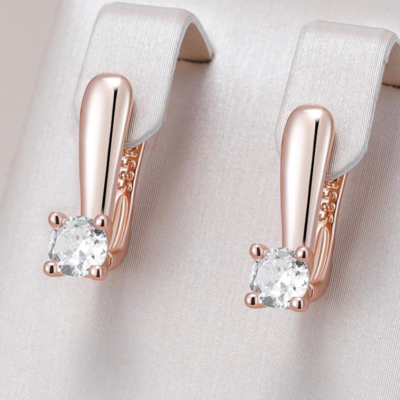 Simple Shiny Natural Zircon Bridal Wedding English Earrings Luxury  Rose Gold Color Daily Party Fine Jewelry For Women