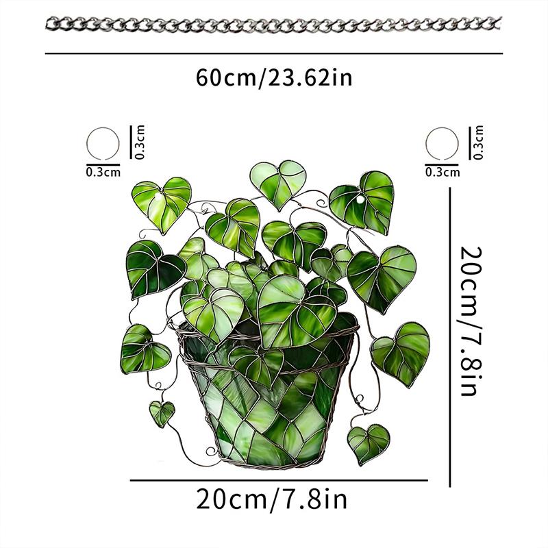 1 Stück Herzförmiger Topfpflanzen-Anhänger Sonnenfänger Acryl Zimmergarten Heim Büro Dekoration Wandbehang Ornament Handwerk
