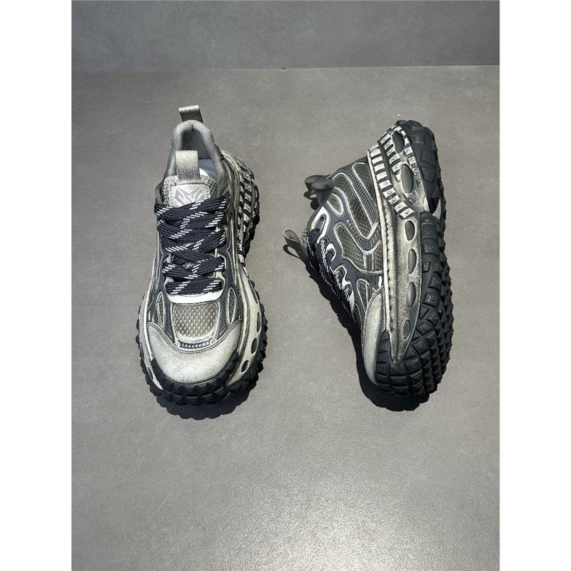 Retro Polished Dad Shoes New Comfortable Through Mesh Tire Sole Casual
