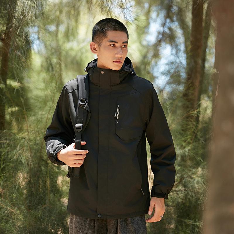 

Couple s Outdoor Winter Windbreaker: 3-in-1 Detachable, Waterproof, Thick Jacket for Men & Women XL