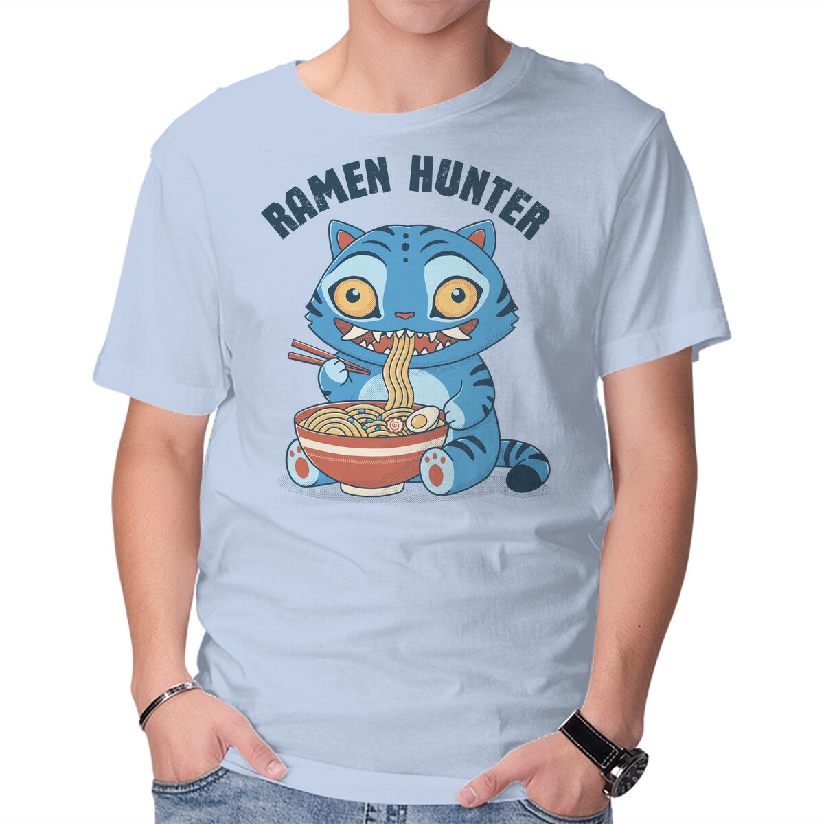 Unisex Crew Neck T-Shirt Ramen Hunter Graphic Short Sleeve Casual Tee XL