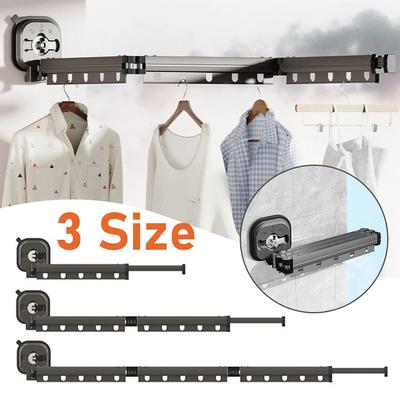 Non Perforated Suction Cup Wall Mounted Folding Clothes Rack Saves Space Room Balcony Invisible Telescopic Clothes Rack