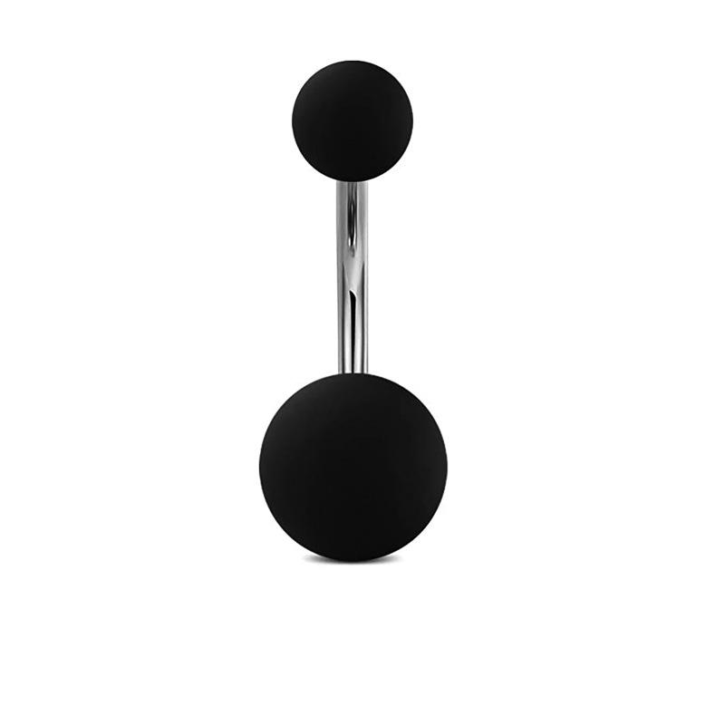 Heart-Shaped Black Navel Ring with Planet and Moon Design
