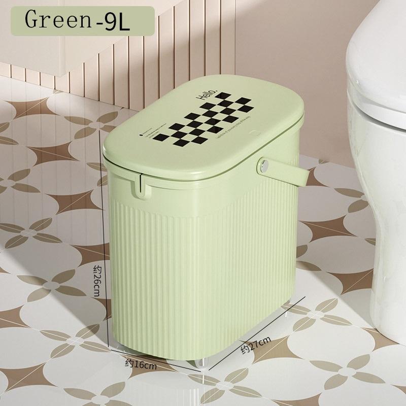 9/12L Wąski Kosz na Śmieci do Łazienki z Pokrywą z Uchwytem Wodoodporny Antyzapachowy Kosz na Odpady do Toalety Kuchni Kosz na Śmieci Typu Naciskanego