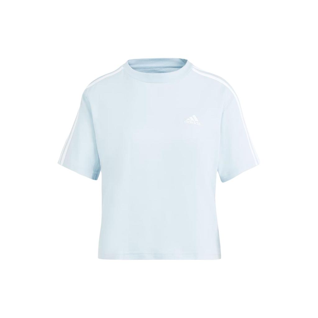 Adidas Essentials 3-Stripes Single Jersey Crop Top Women Tops Light-Blue IS1568