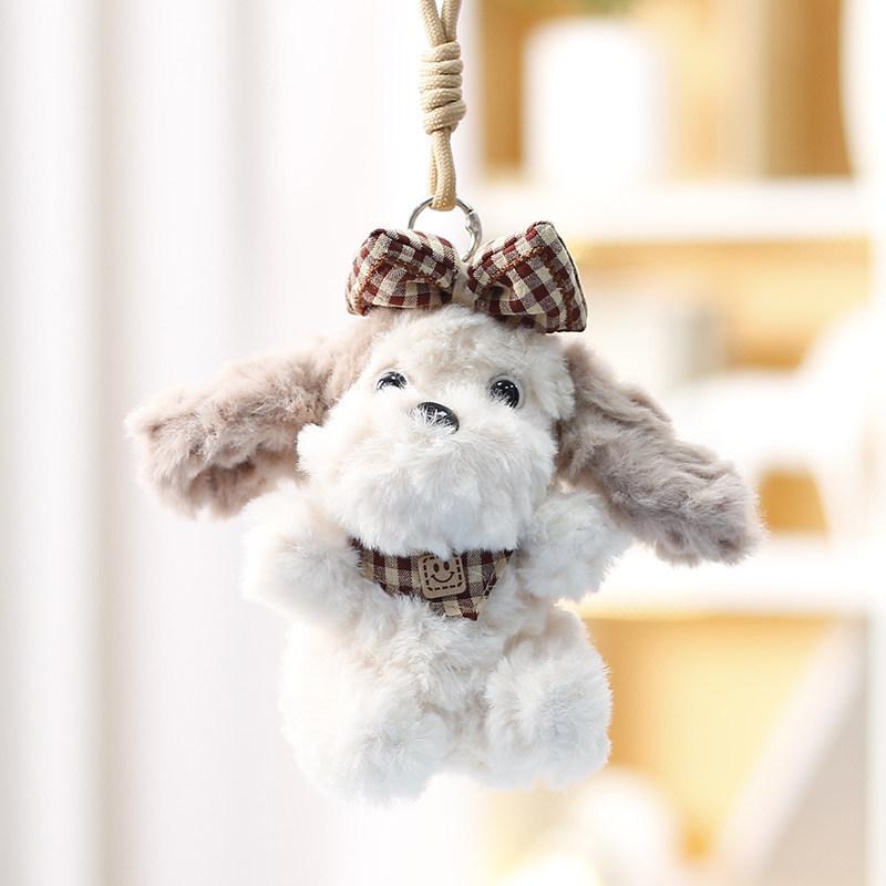 Plush Dog Toy Keychain For Girls Cute Animal Car Keyring Gift Accessory
