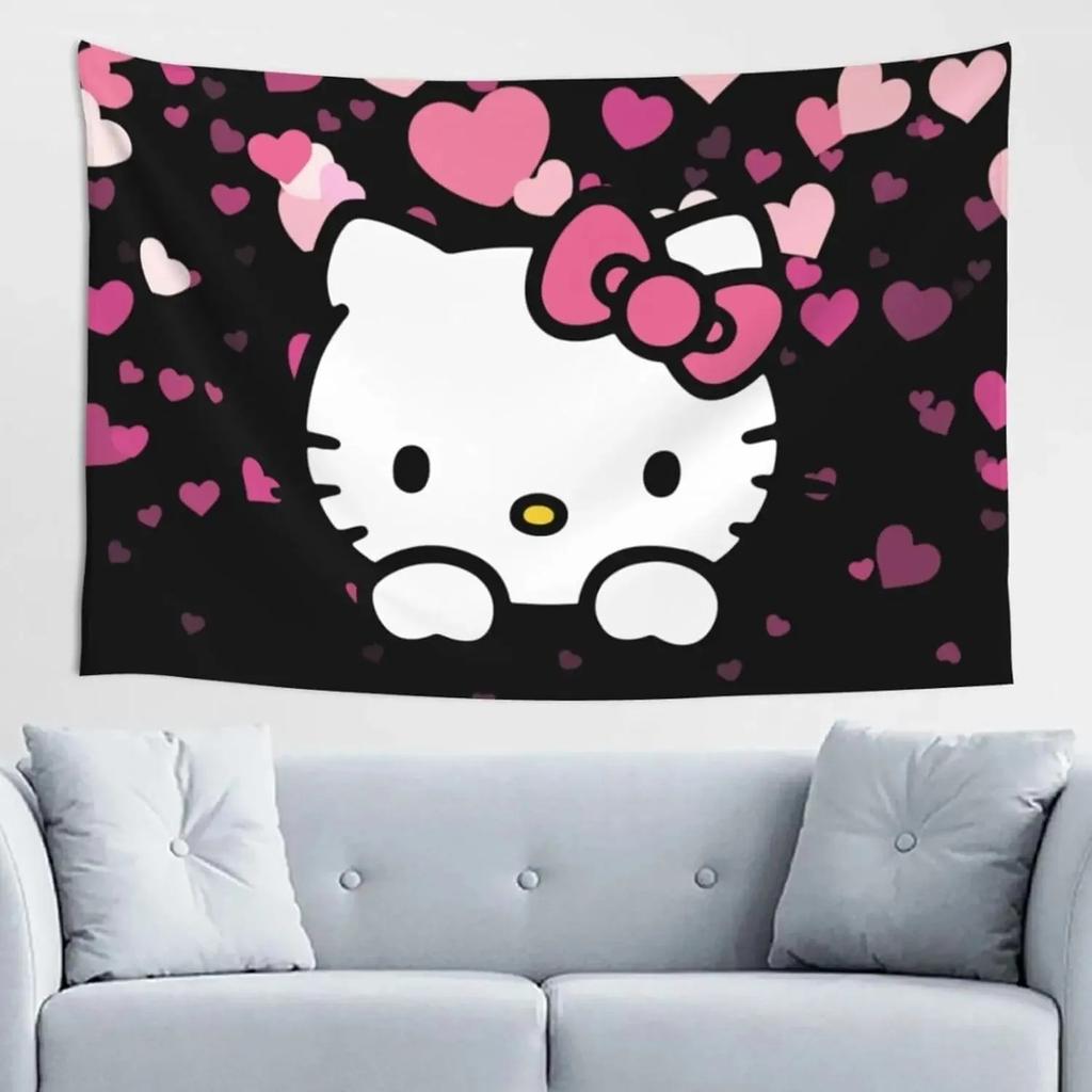MultiSize HHello Kitty Festival Tapestry for Bedroom Living Room Dorm Home Decor Party Daily Use High Quality Print Design