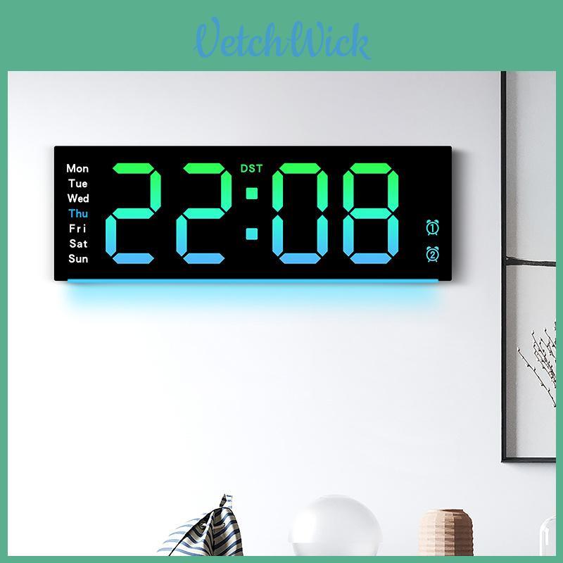 Contemporary Digital Wall Clock With Night Light And Weekday Display For Home Decor