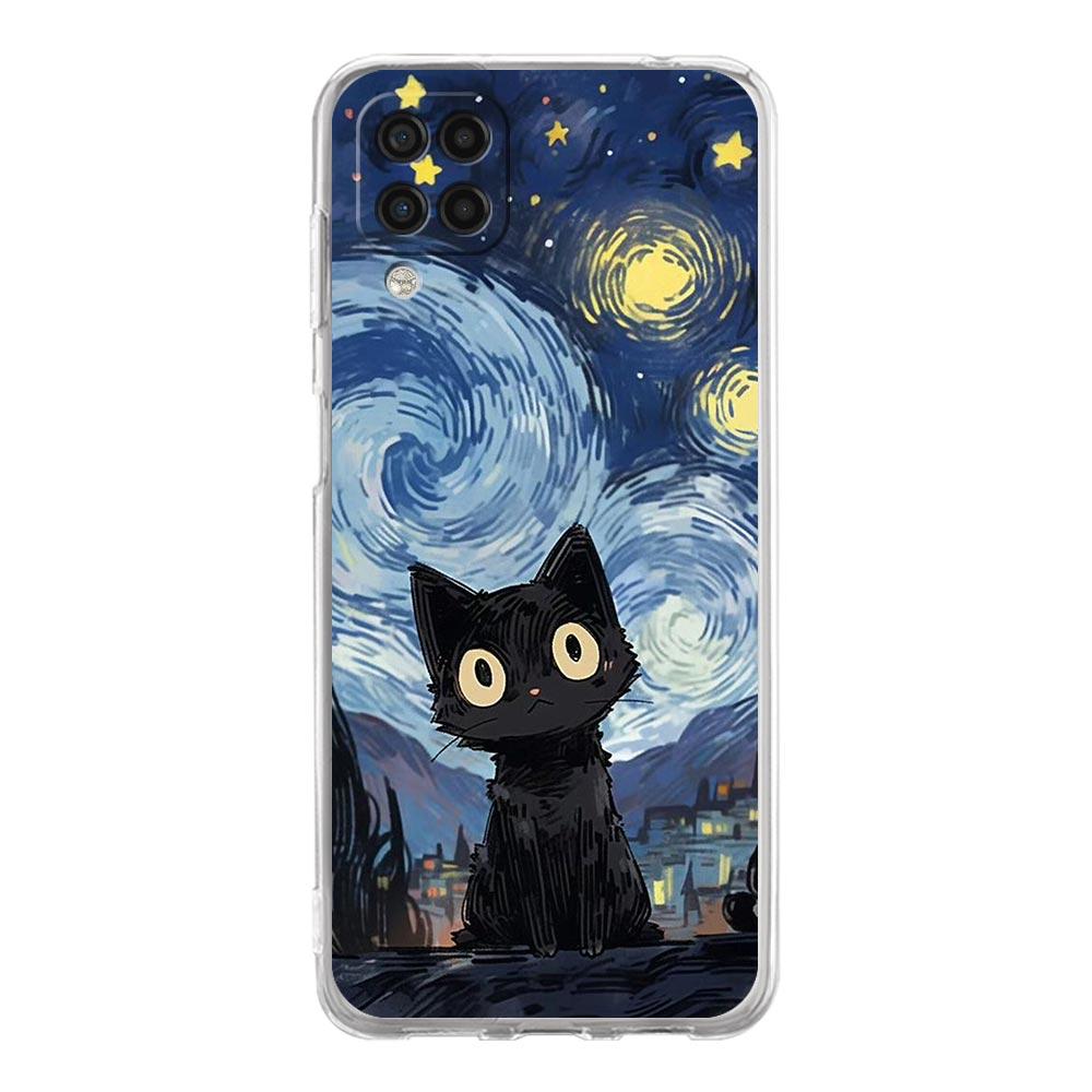 

Чехол для телефона Samsung Galaxy A13 A15 A25 A51 A71 A21S A11 A12 A31 A52 A41 A23 A53 A73 A32 5G A03S A05s, прозрачный чехол с кошачьим принтом Samsung A21s