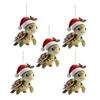 Turtle Shape Christmas Ornament with Santa Hat 2D Acrylic Xmas Tree Decor for Indoor