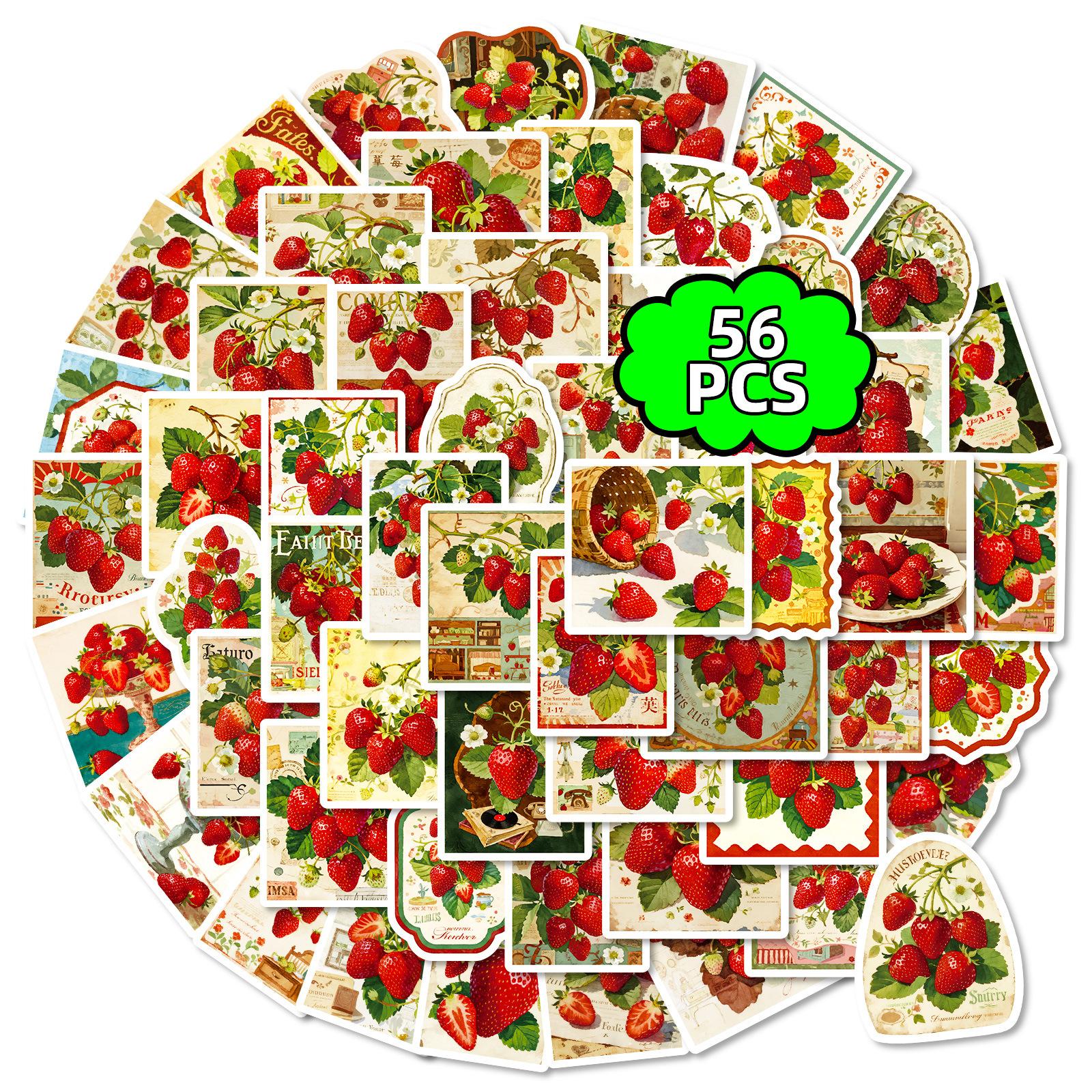 

56 Strawberry Orchard Stamps Wind Graffiti Stickers Cartoon Cute Hand Account Mobile Phone Notebook Stickers