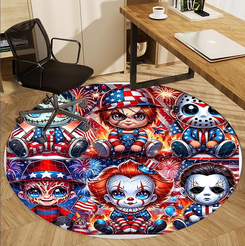 horror movie Pattern Round Rug, Indoor/Outdoor Mat, for Picnic, Gameroom, Bedroom, Office, Living Room, Home Decor Carpet, Birthday Gift