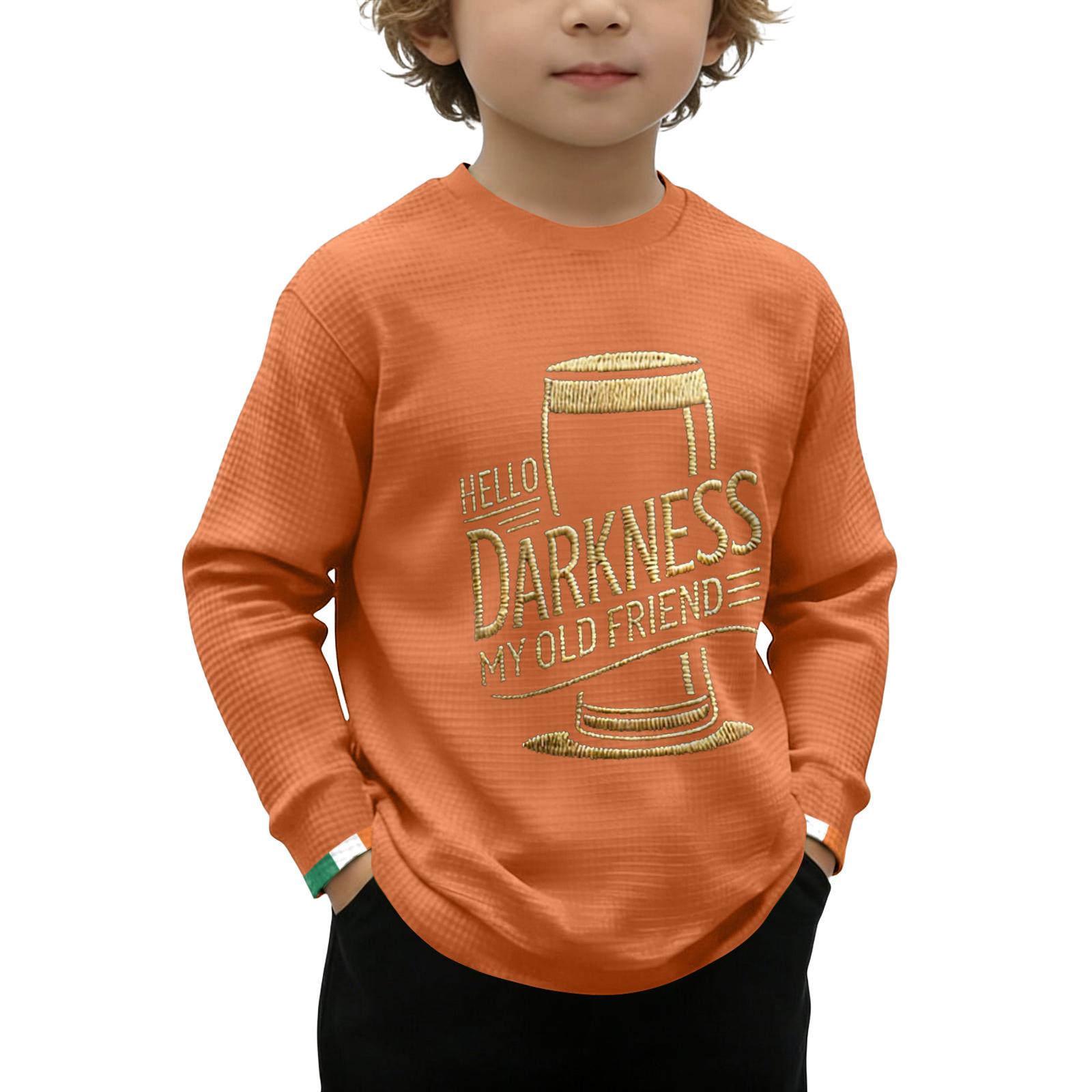 

Children s Printed Long Sleeve O-Neck Top Daily Casual T-shirt 120 оранжевый