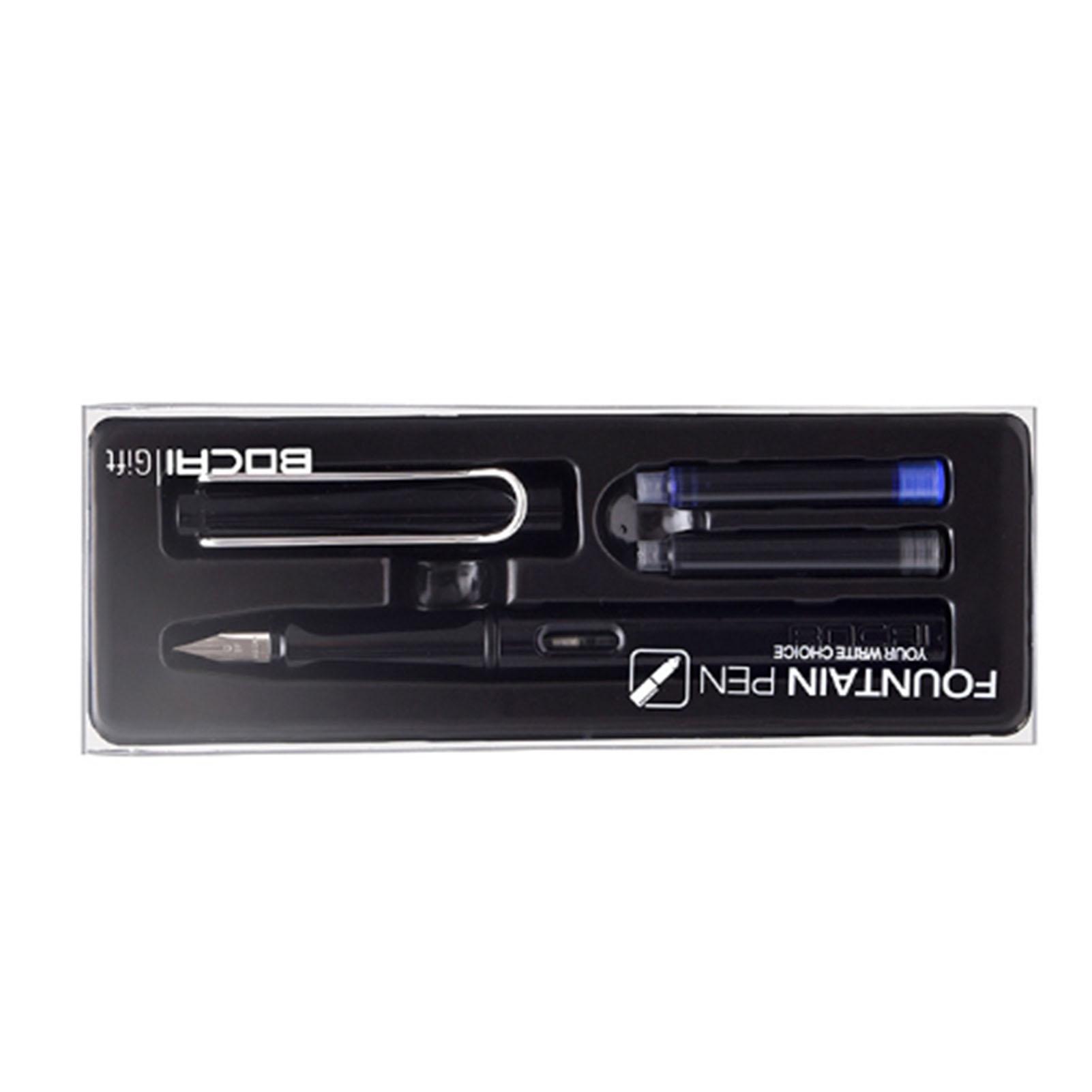 

Многоразовая перьевая ручка с чернильным картриджем, нержавеющая сталь с хромированным покрытием, перо 0,38 мм, набор пишущих ручек, черный