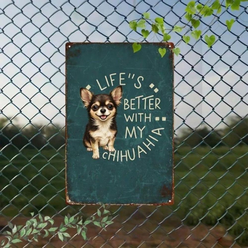Vintage Metal Sign Chihuahua Retro Wall Decor Home Decoration