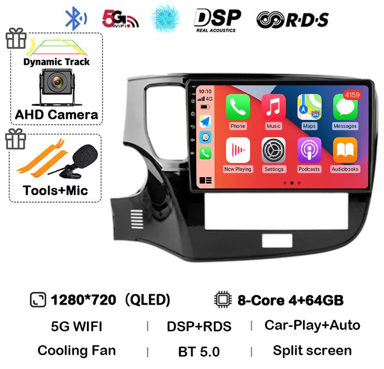 Android 14 Auto Carplay Car Radio For Mitsubishi Outlander 3 III GF0W GG0W 2018 2019 2020-2022 Multimedia Player Navigation GPS
