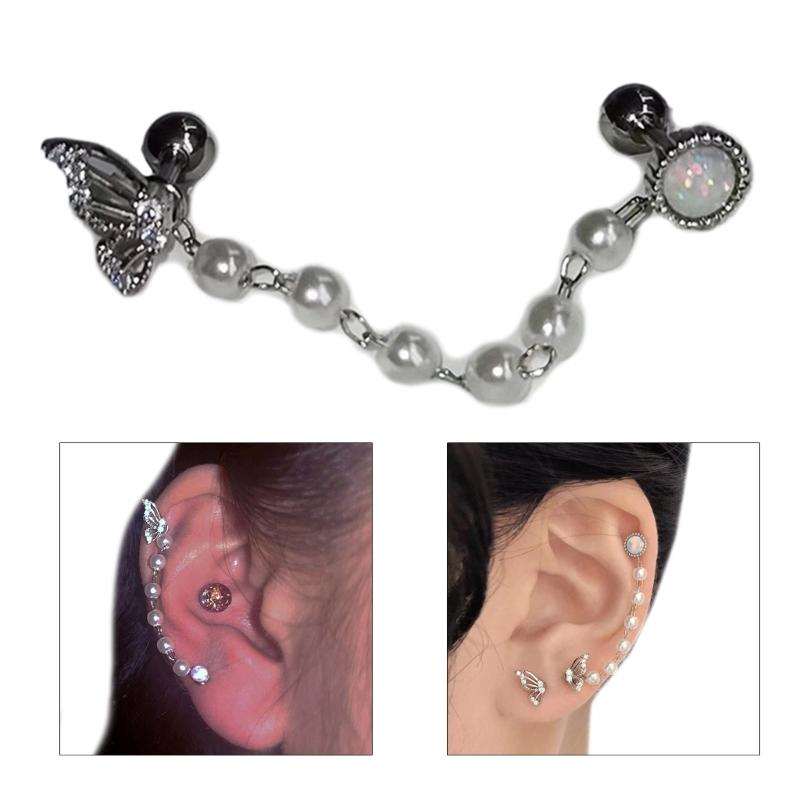 Fashionable Ear Studs Ear Pins Ear Piercing Jewelry Ear Bone Nail Chain Ear Stud Alloy Material Gift for Girls and Women