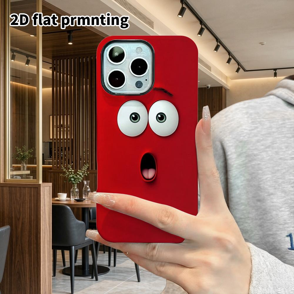Phone Case: 2D Flat Design Suitable for iPhone 18 17 16 15 14 13 Pro Film Protective Case, Couple Style, Shocked Face, Christmas and Halloween Gift